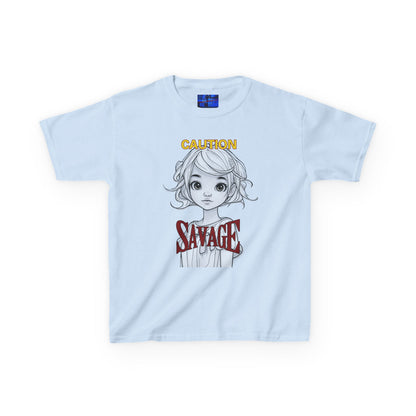 Caution: Small but Savage Kids Heavy Cotton Tee by cypherpunkgear.com