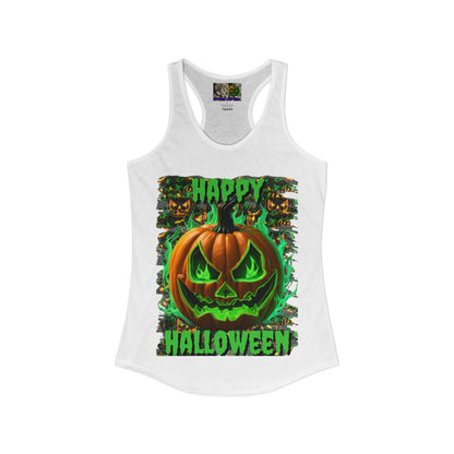 Happy Halloween Green Jack Women's Racerback Tank Top by CreepyCrafts.boo