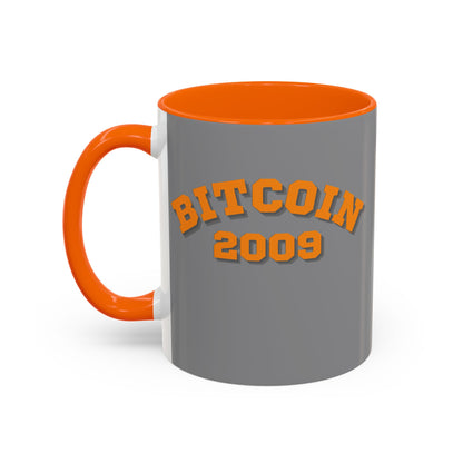 Bitcoin 2009 Grey Accent Mug by cypherpunkgear.com