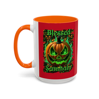 Blessed Samhain Green Jack Red Accent Mug by CreepyCrafts.boo