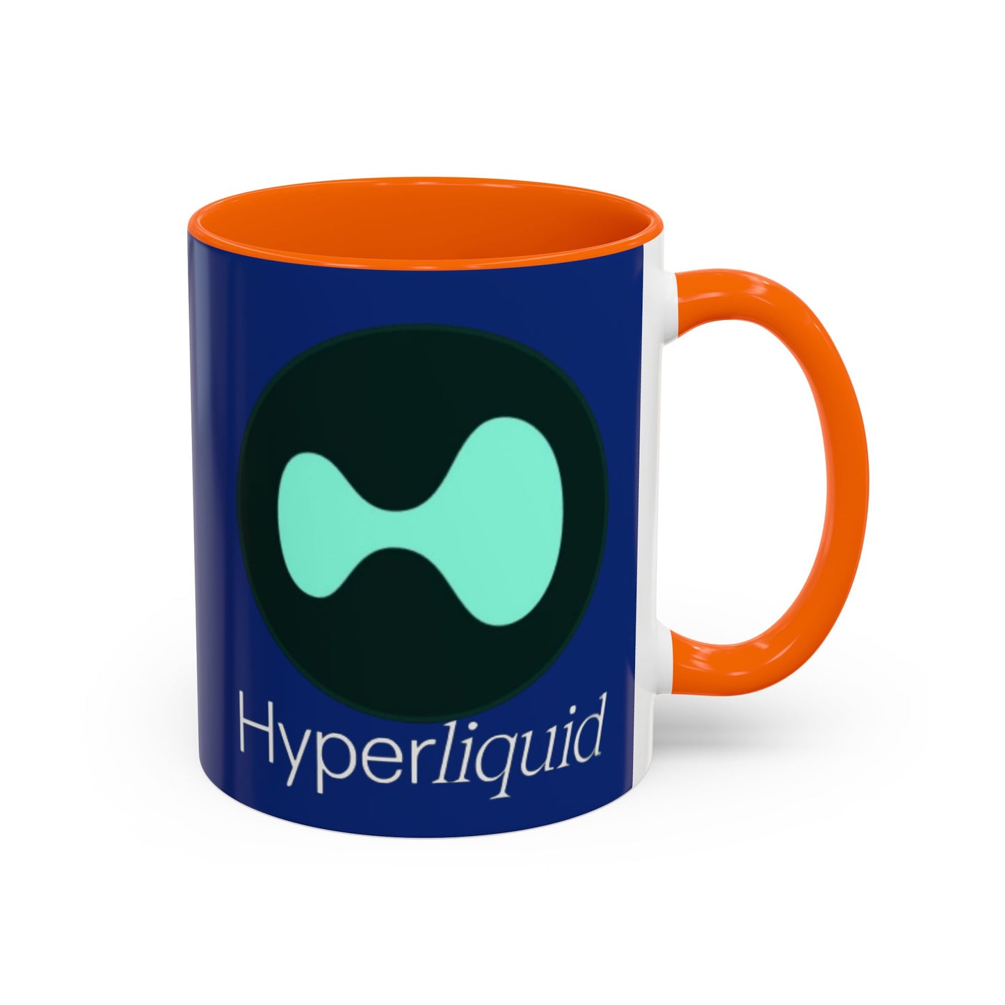Hyperliquid White font Blue Accent Mug by cypherpunkgear.com