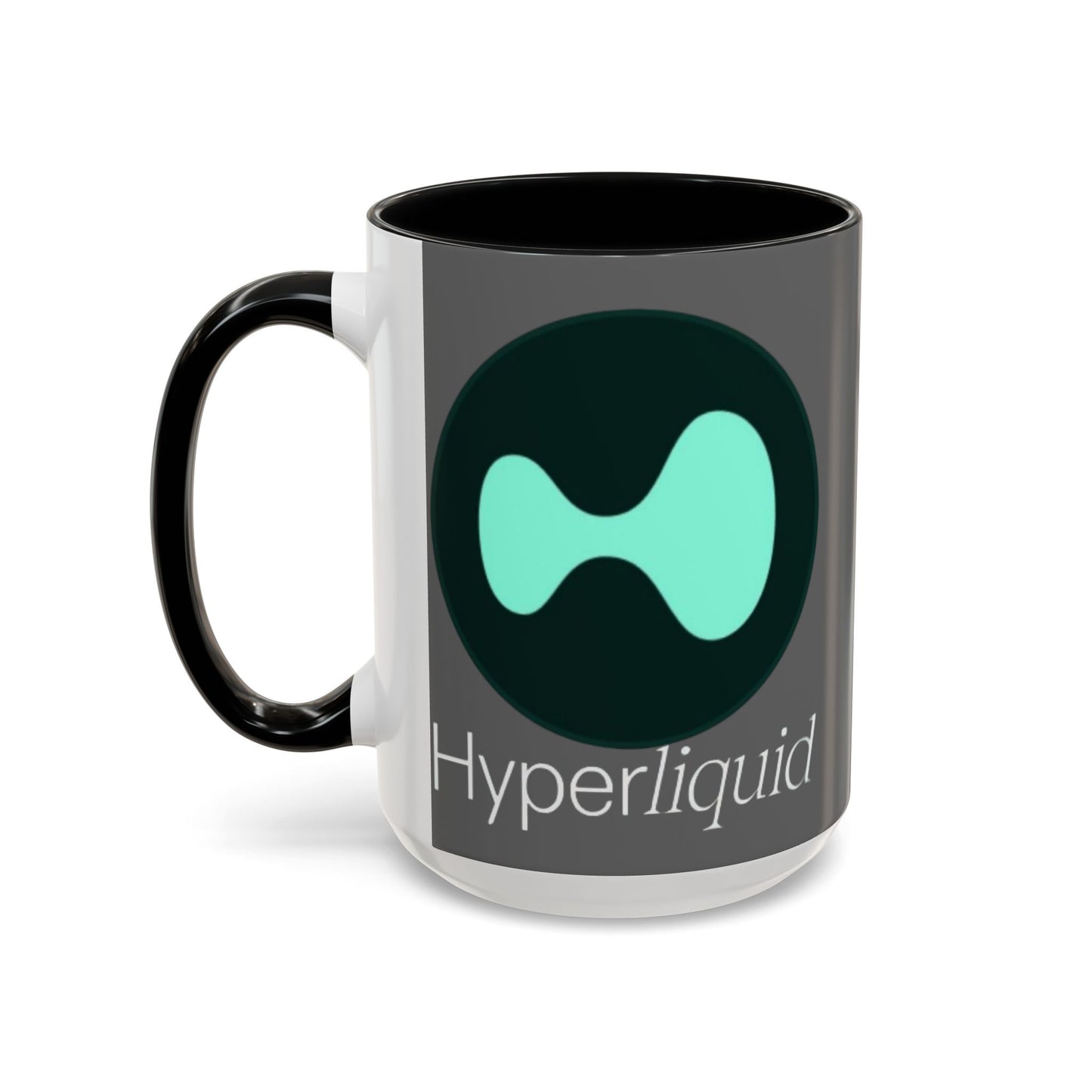 Hyperliquid White font Grey Accent Mug by cypherpunkgear.com