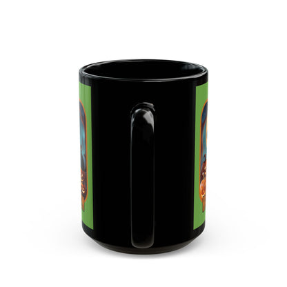 Happy Halloween Cute Witch Orange font Green Mug by CreepyCrafts.boo