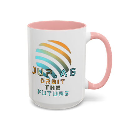 Jupiter (JUP) Orbit the Future White Accent Mug by cypherpunkgear.com