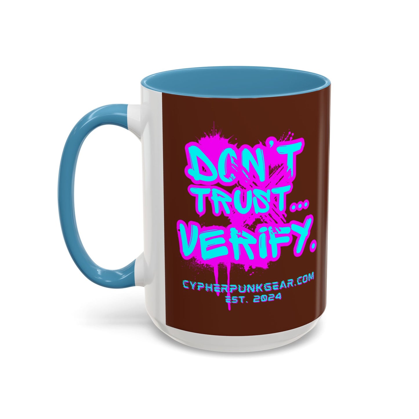 Don't Trust...Verify. Brown Accent Mug by cypherpunkgear.com