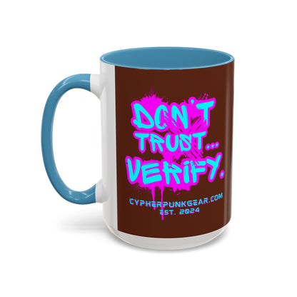Don't Trust...Verify. Brown Accent Mug by cypherpunkgear.com