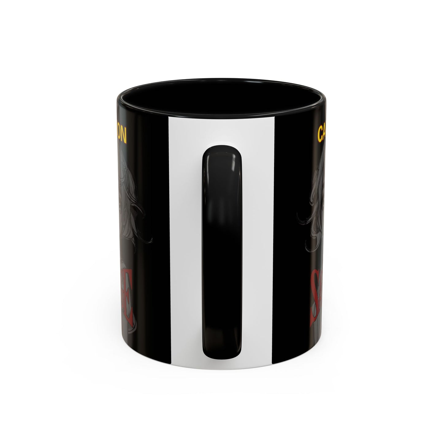 Caution, Savage Black Accent Mug by cypherpunkgear.com