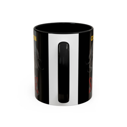 Caution, Savage Black Accent Mug by cypherpunkgear.com