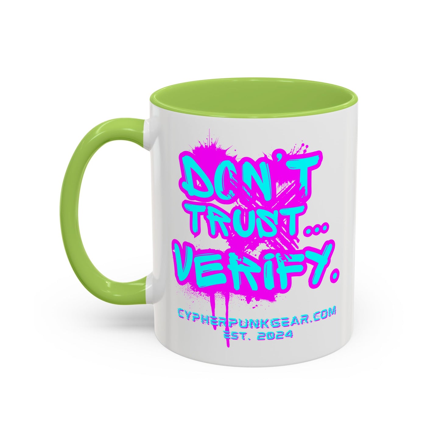 Don't Trust...Verify. White Accent Mug by cypherpunkgear.com