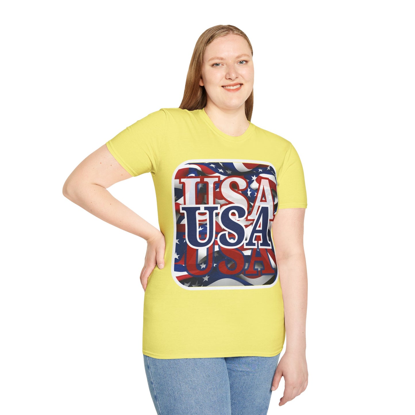 ¡EE.UU! ¡EE.UU! ¡EE.UU! ¡Patriota por cypherpunkgear! Camiseta unisex de estilo suave