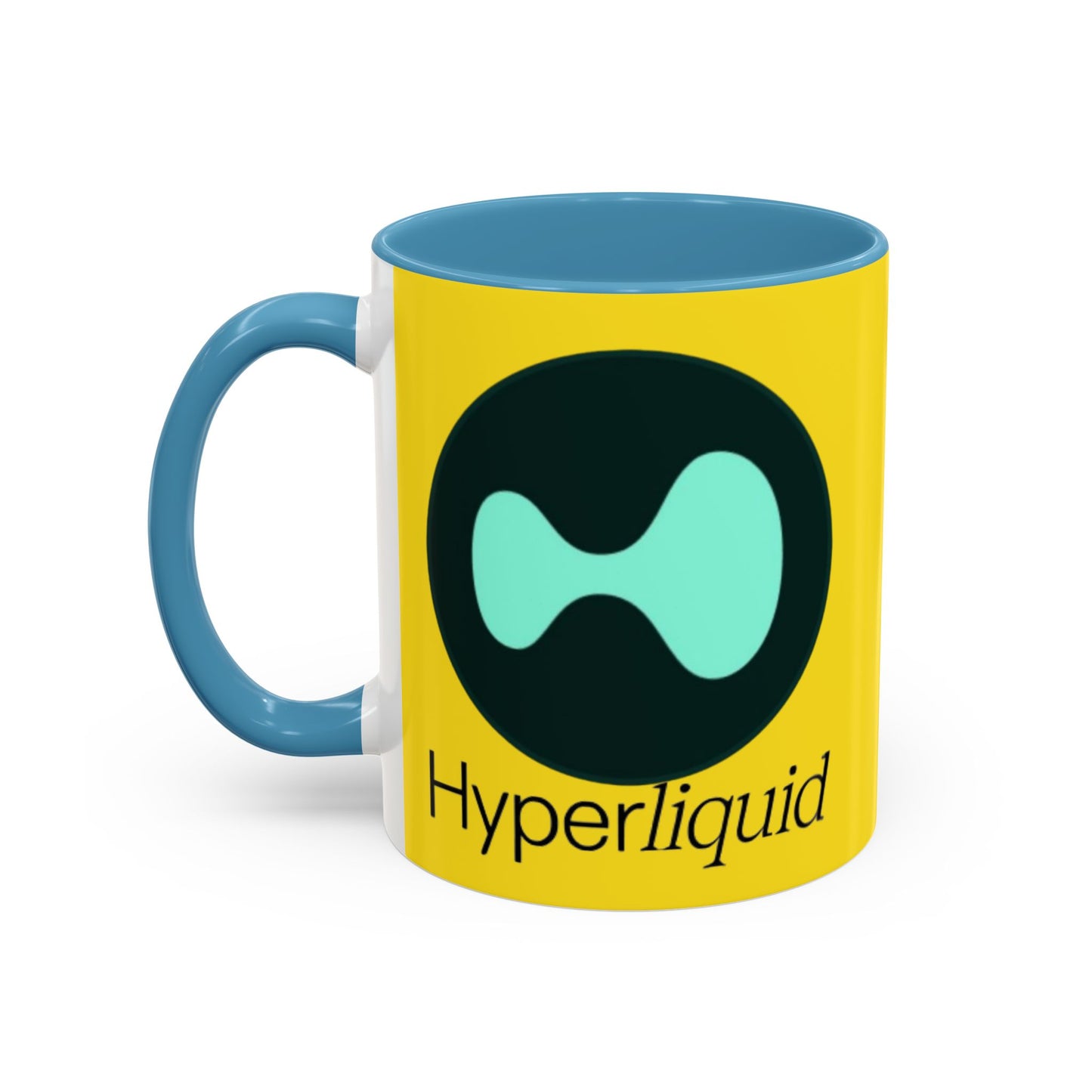Hyperliquid Black font Yellow Accent Mug by cypherpunkgear.com