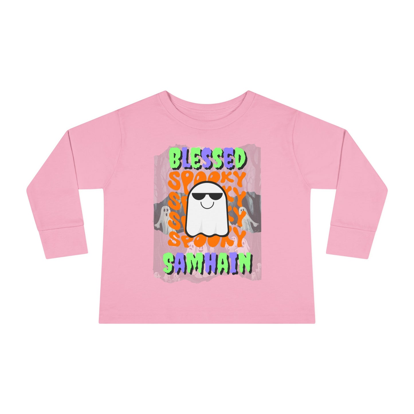 Spooky Blessed Samhain Ghost MXfont Toddler Long Sleeve Tee by cypherpunkgear