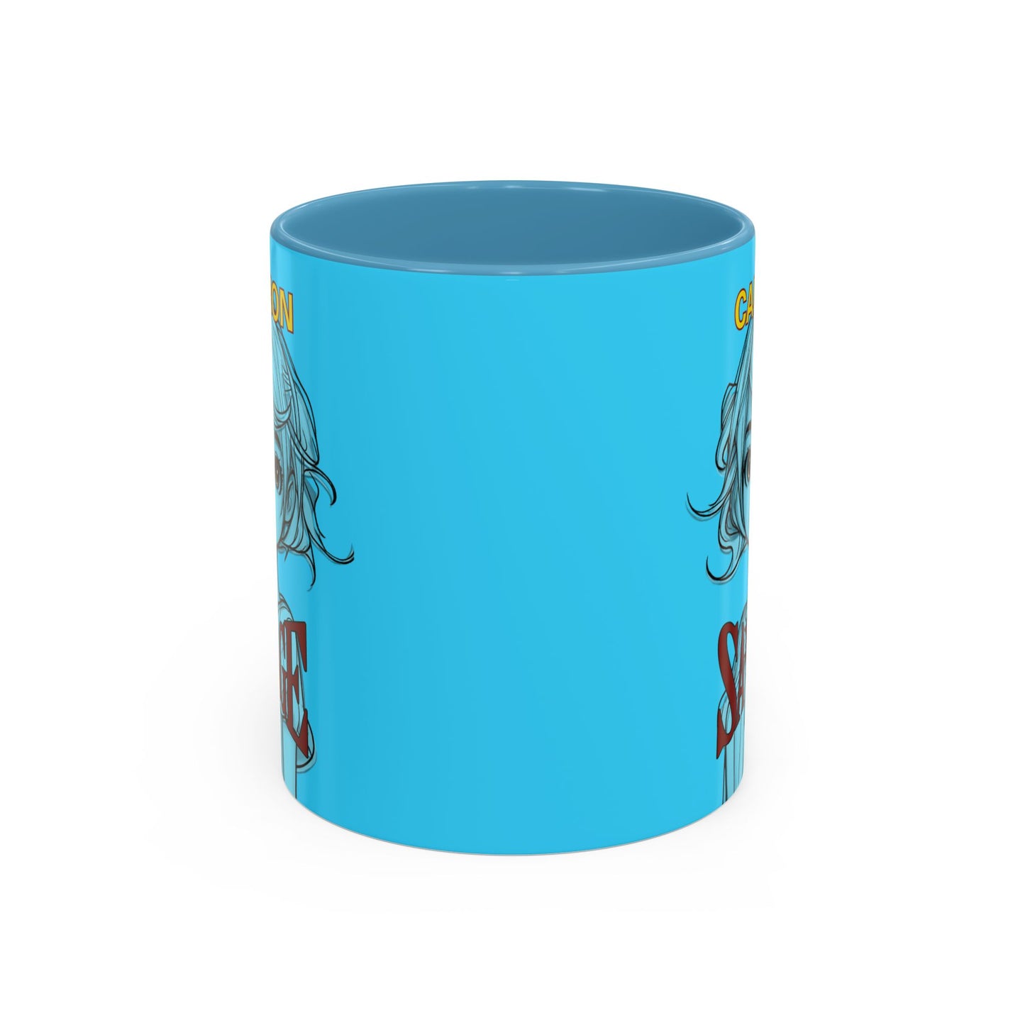 Caution, Savage Light Blue Accent Mug by cypherpunkgear.com