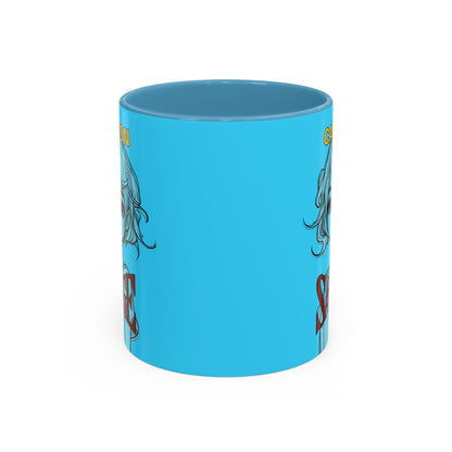 Caution, Savage Light Blue Accent Mug by cypherpunkgear.com