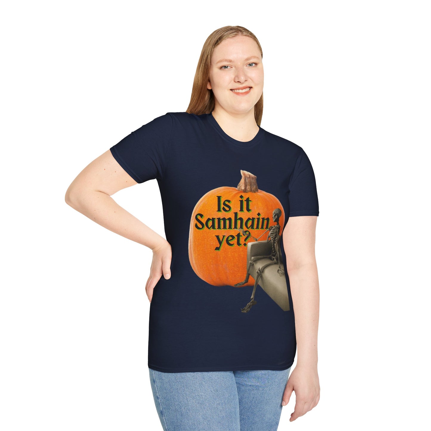 Is It Samhain Yet? Skeleton's Giant Pumpkin Dark colors Unisex T-Shirt by CreepyCrafts.boo