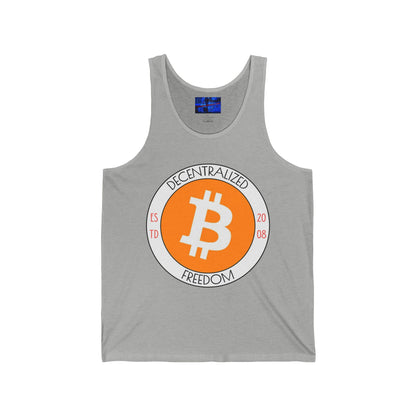 Bitcoin Decentralized Freedom Unisex Jersey Tank Top by cypherpunkgear.com