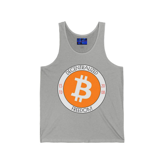 Bitcoin Decentralized Freedom Unisex Jersey Tank Top by cypherpunkgear.com