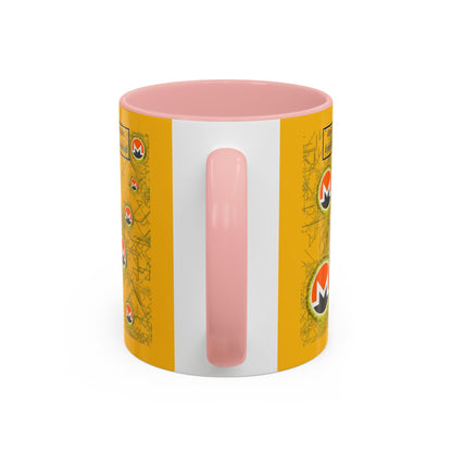 Monero (XMR) don't assume your freedoms are assured Yellow Accent Mug by cypherpunkgear.com