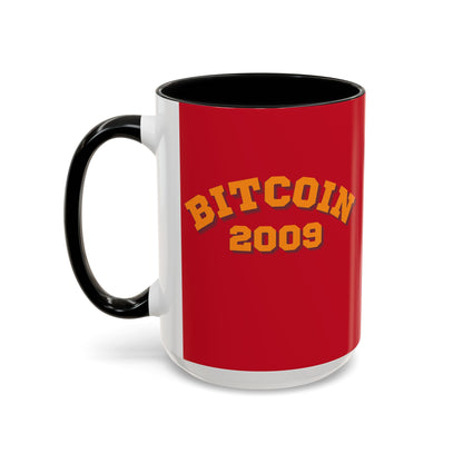 Bitcoin 2009 Red Accent Mug by cypherpunkgear.com