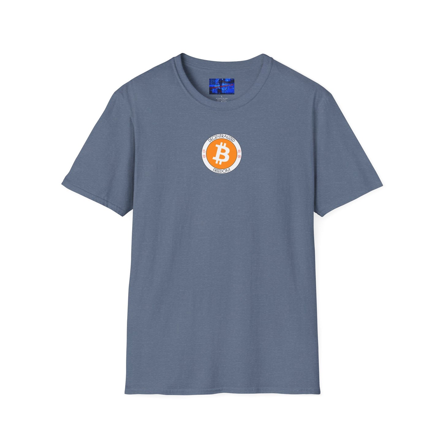 2-sided, Bitcoin (BTC) Decentralized Freedom Dark colors Unisex T-Shirt by cypherpunkgear.com