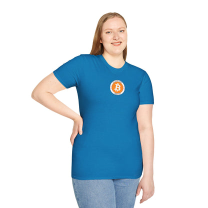 2-sided, Bitcoin (BTC) Decentralized Freedom Dark colors Unisex T-Shirt by cypherpunkgear.com