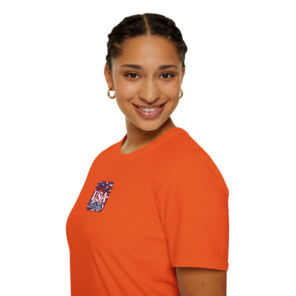 2-sided Red WHITE and Blue USA Patriot Light colors Unisex T-Shirt by cypherpunkgear.com