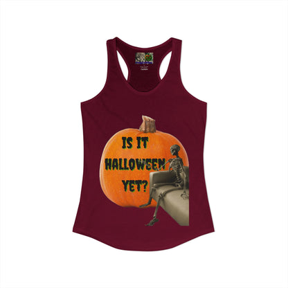 Is it Halloween yet? Skeleton's Giant Pumpkin Women's Racerback Tank Top by CreepyCrafts.boo