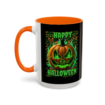 Happy Halloween Green Jack Black Accent Mug by CreepyCrafts.boo