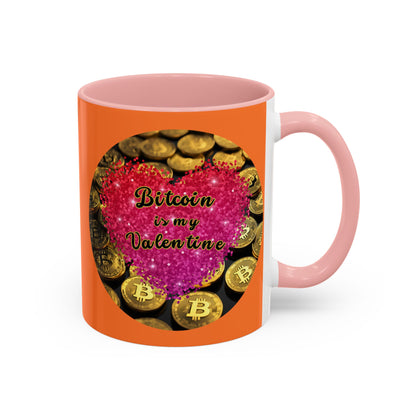 Bitcoin is My Valentine Orange Accent Mug by cypherpunkgear.com