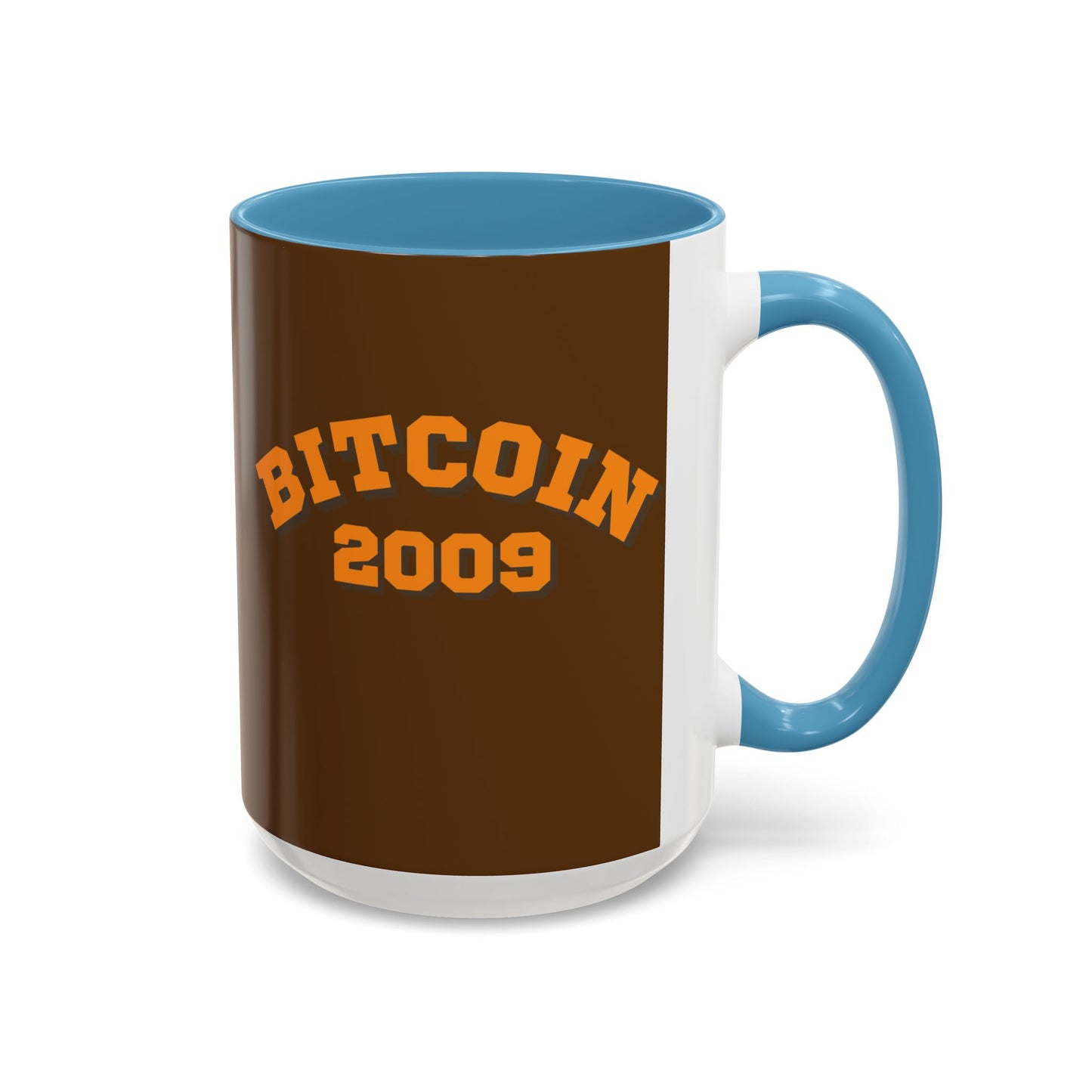 Bitcoin 2009 Brown Accent Mug by cypherpunkgear.com