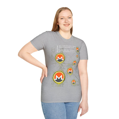 Monero (XMR) don't assume your freedoms are assured Dark colors Unisex T-Shirt by cypherpunkgear.com