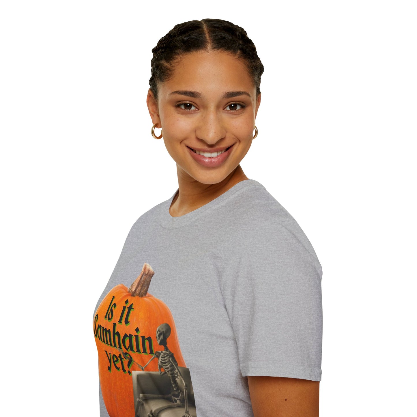 Is It Samhain Yet? Skeleton's Giant Pumpkin Light colors Unisex T-Shirt by CreepyCrafts.boo