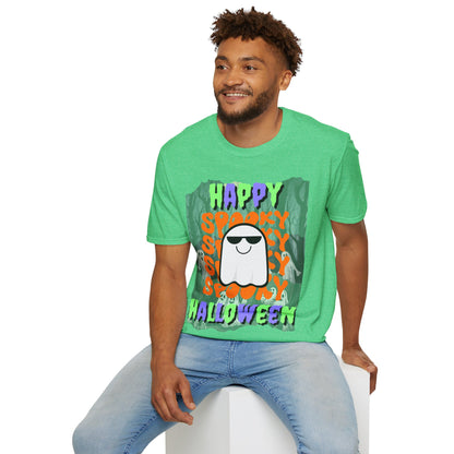 Spooky Happy Halloween Ghost MXfont Unisex T-Shirt by cypherpunkgear