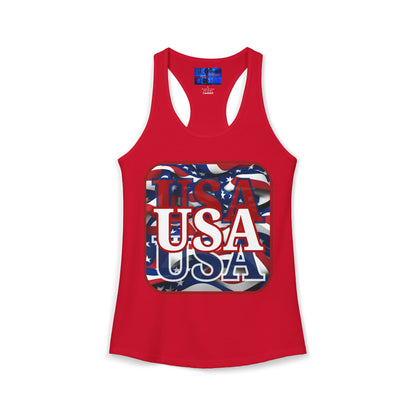 Red WHITE and Blue USA Patriot Women's Racerback Tank Top by cypherpunkgear.com