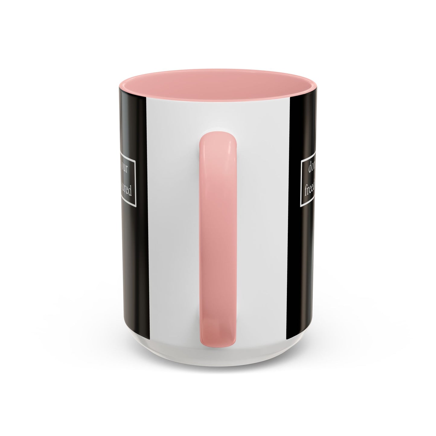 don't assume your freedoms are assured, White font, Black Accent Mug by cypherpunkgear.com