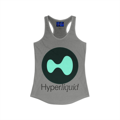 Hyperliquid Black font Women's Racerback Tank Top by cypherpunkgear.com