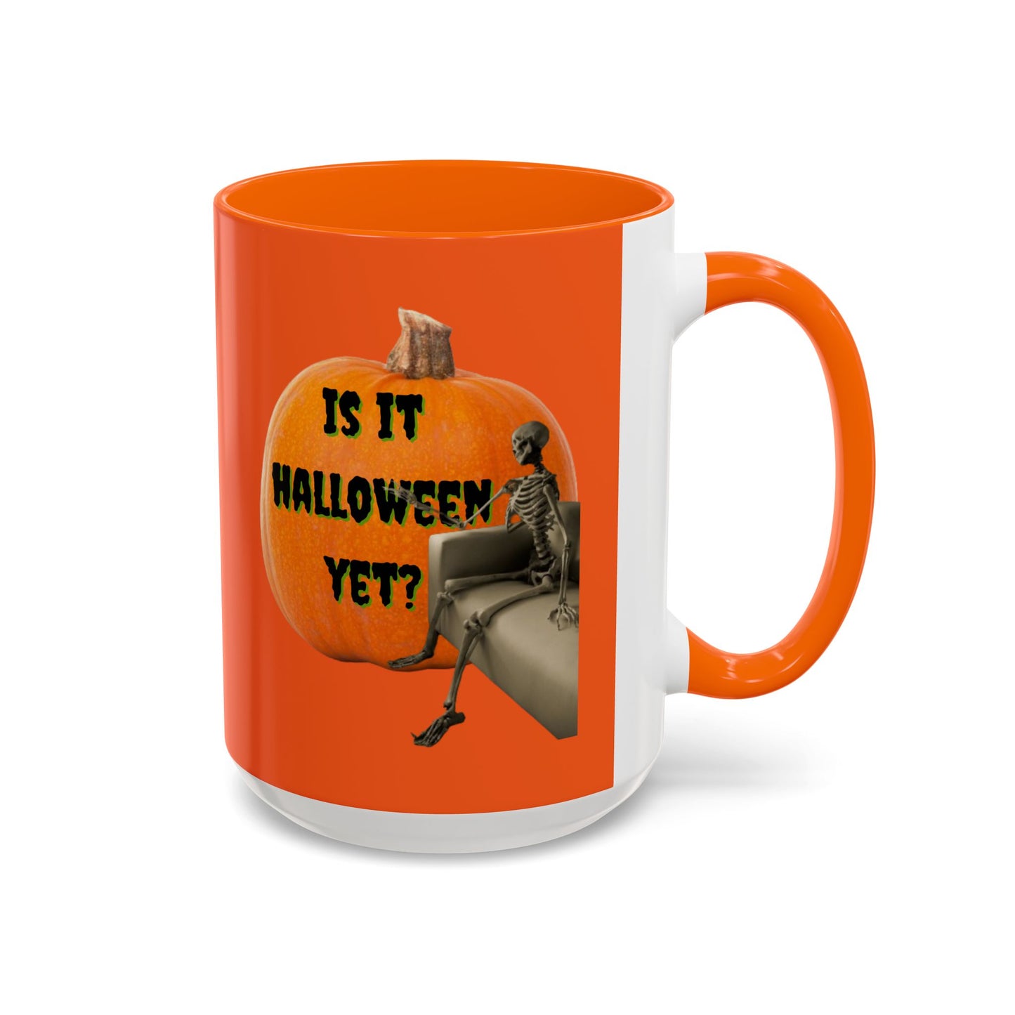 Is it Halloween yet? Skeleton's Giant Pumpkin Orange Accent Mug by CreepyCrafts.boo
