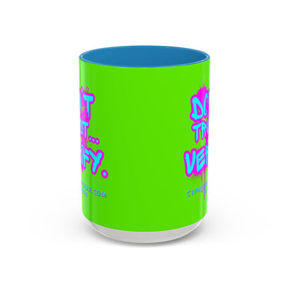 Don't Trust...Verify. Green Accent Mug by cypherpunkgear.com