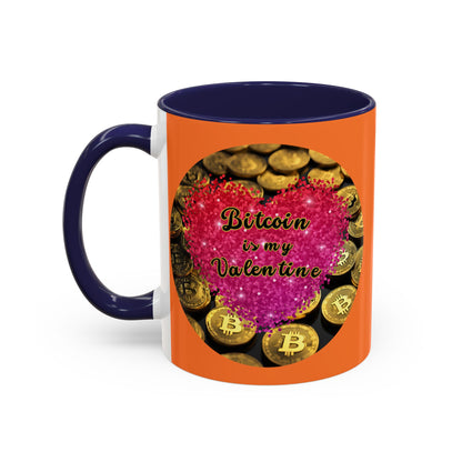 Bitcoin is My Valentine Orange Accent Mug by cypherpunkgear.com