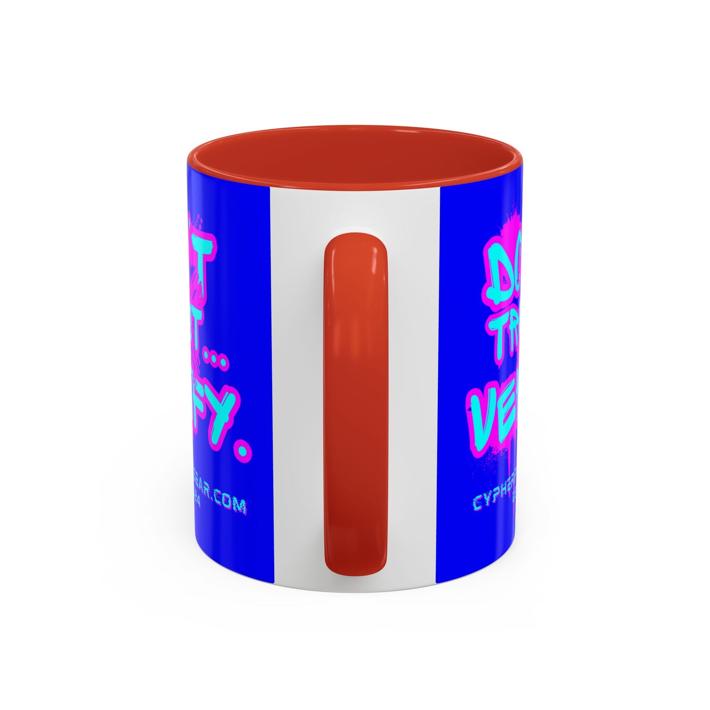 Don't Trust...Verify. Dark Blue Accent Mug by cypherpunkgear.com