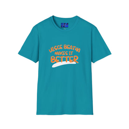 Uisce Beatha makes it better Orange font Dark colors Unisex T-Shirt by cypherpunkgear.com