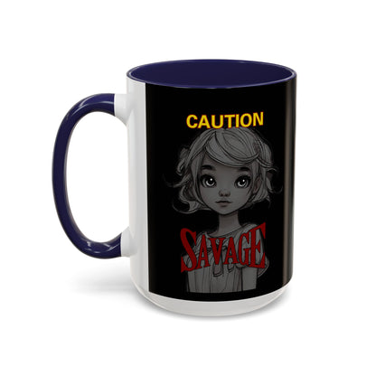 Caution, Savage Black Accent Mug by cypherpunkgear.com