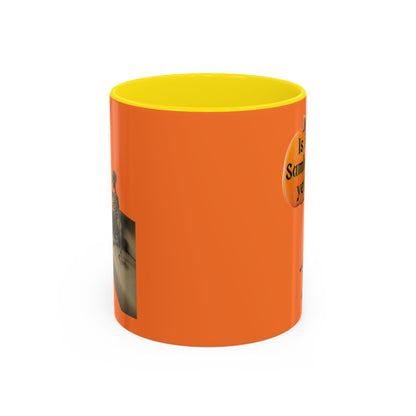 Is it Samhain yet? Skeleton's Pumpkin Orange Accent Mug by CreepyCrafts.boo
