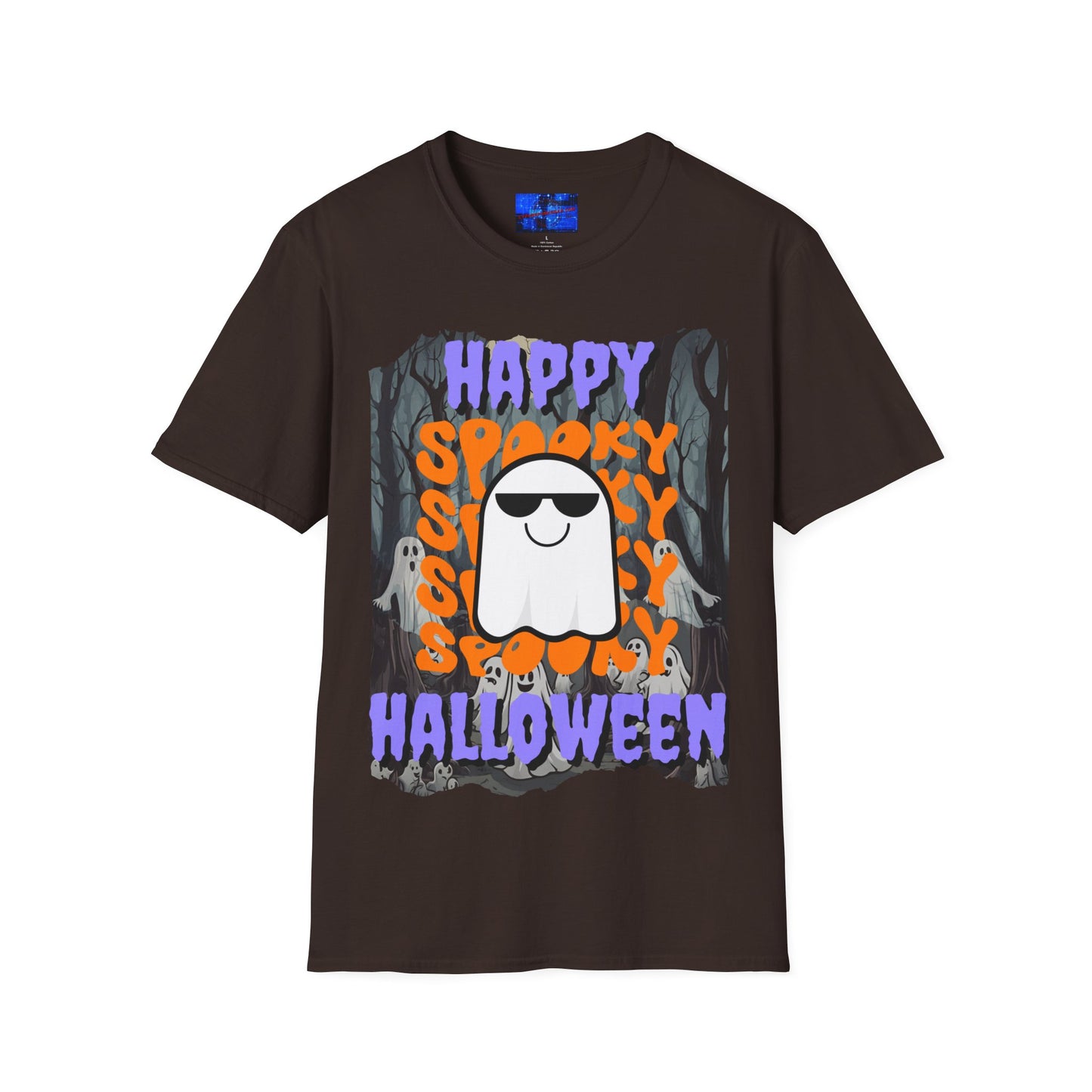 Spooky Happy Halloween Ghost PRfont Unisex T-Shirt by cypherpunkgear