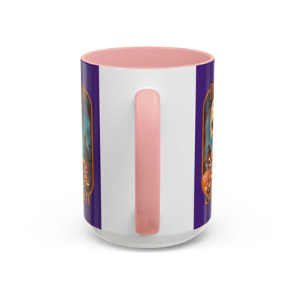 Blessed Samhain Cute Witch Orange font Purple Accent Mug by CreepyCrafts.boo