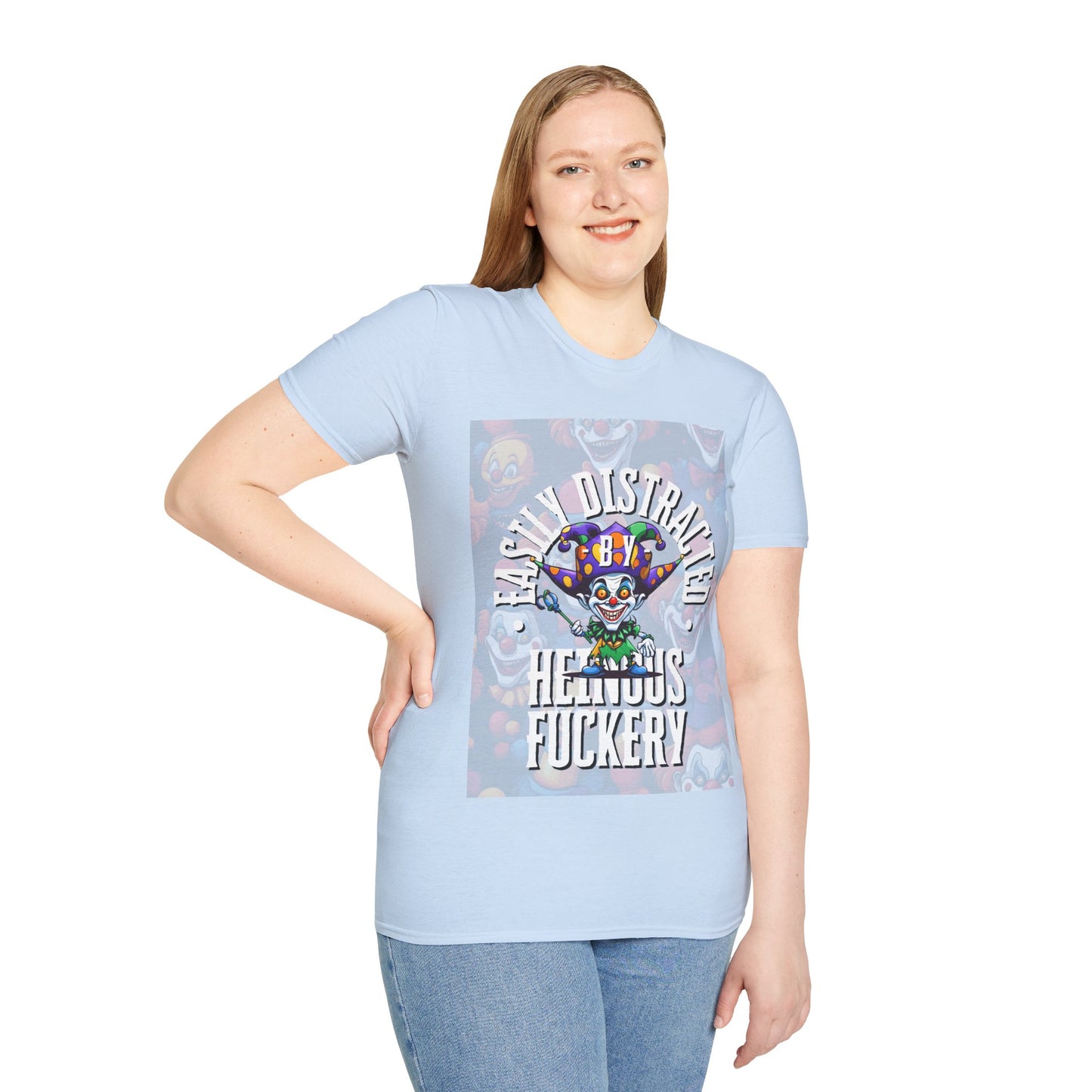 Easily Distracted by Heinous Fuckery Little Jincs Light colors Unisex T-Shirt by cypherpunkgear.com
