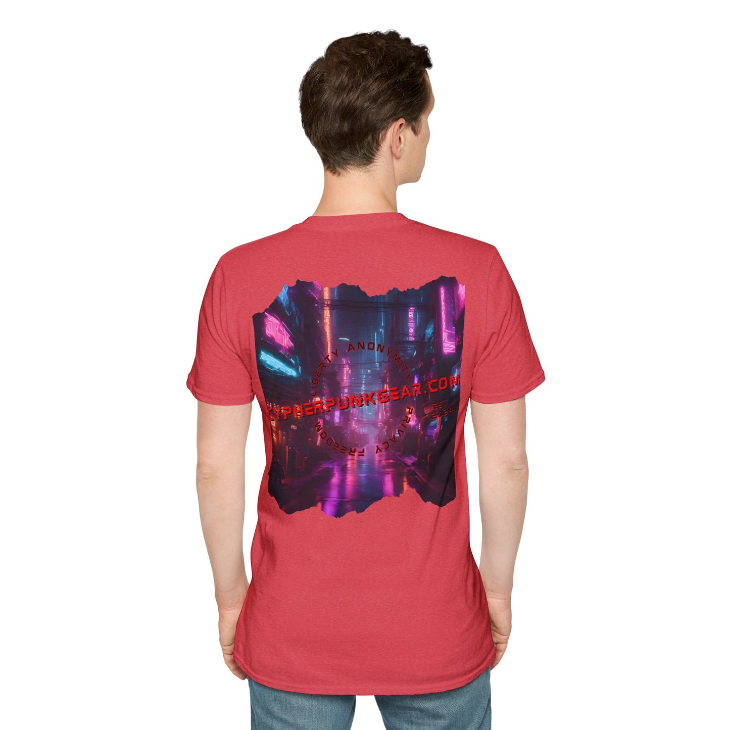 2-sided, cypherpunkgear.com Logo & Cityscape Light colors Unisex T-Shirt by cypherpunkgear.com