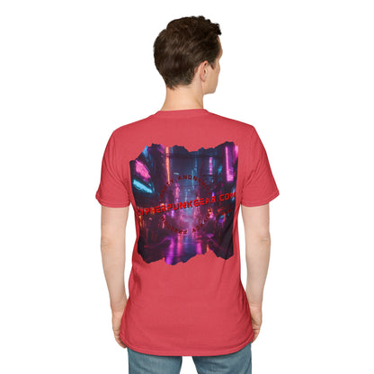 2-sided, cypherpunkgear.com Logo & Cityscape Light colors Unisex T-Shirt by cypherpunkgear.com