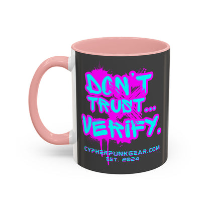 Don't Trust...Verify. Grey Accent Mug by cypherpunkgear.com