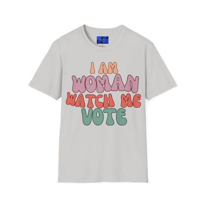 I Am Woman Watch Me Vote LTcolors Unisex T-Shirt by cypherpunkgear